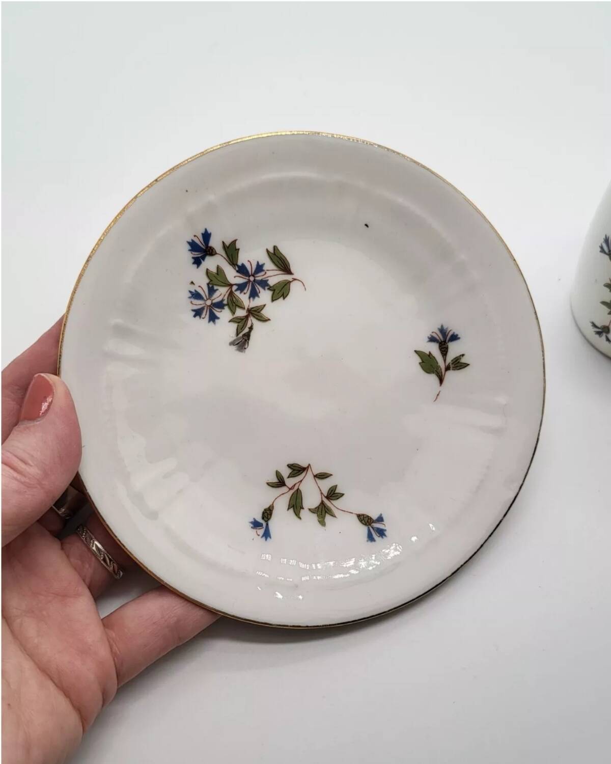 Porcelain Coffee Mug with Cornflower Decor