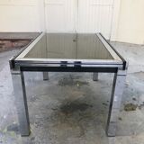 Chrome dining table and glass system