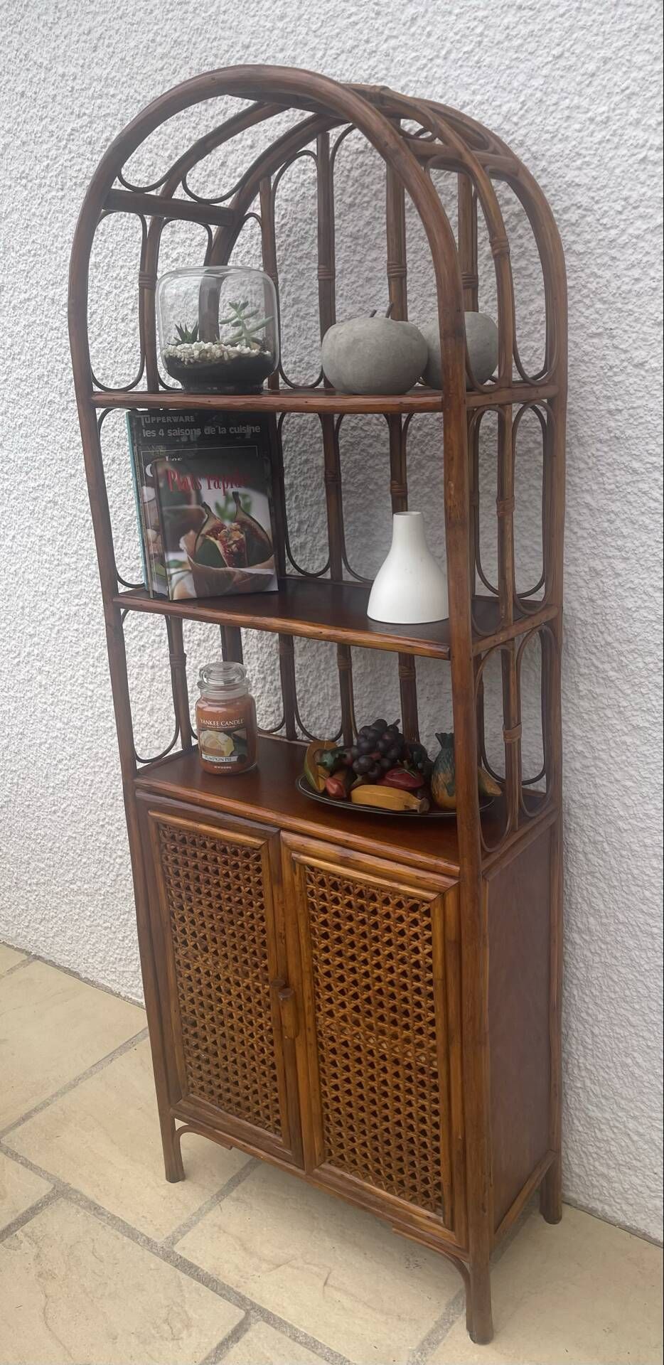 Vintage rattan libraries