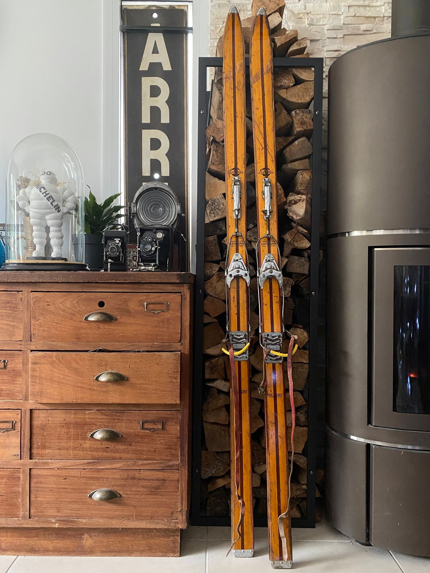 Paire de ski Rossignol Hickory vintage en bois