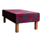 Large vintage bench upholstered in Scottish tartan fabric.