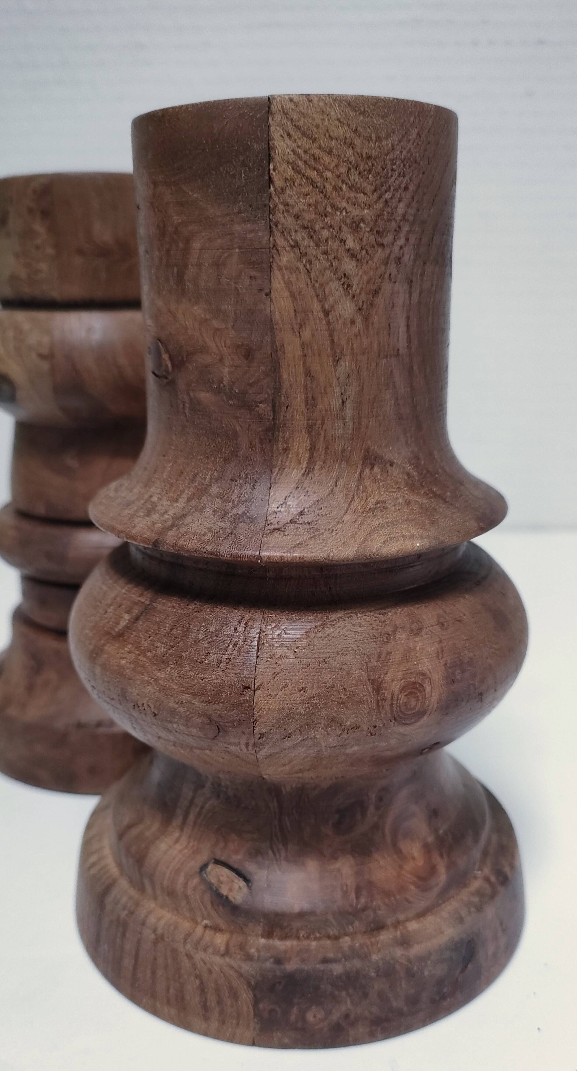 Two vintage turned wood pen and pencil pots