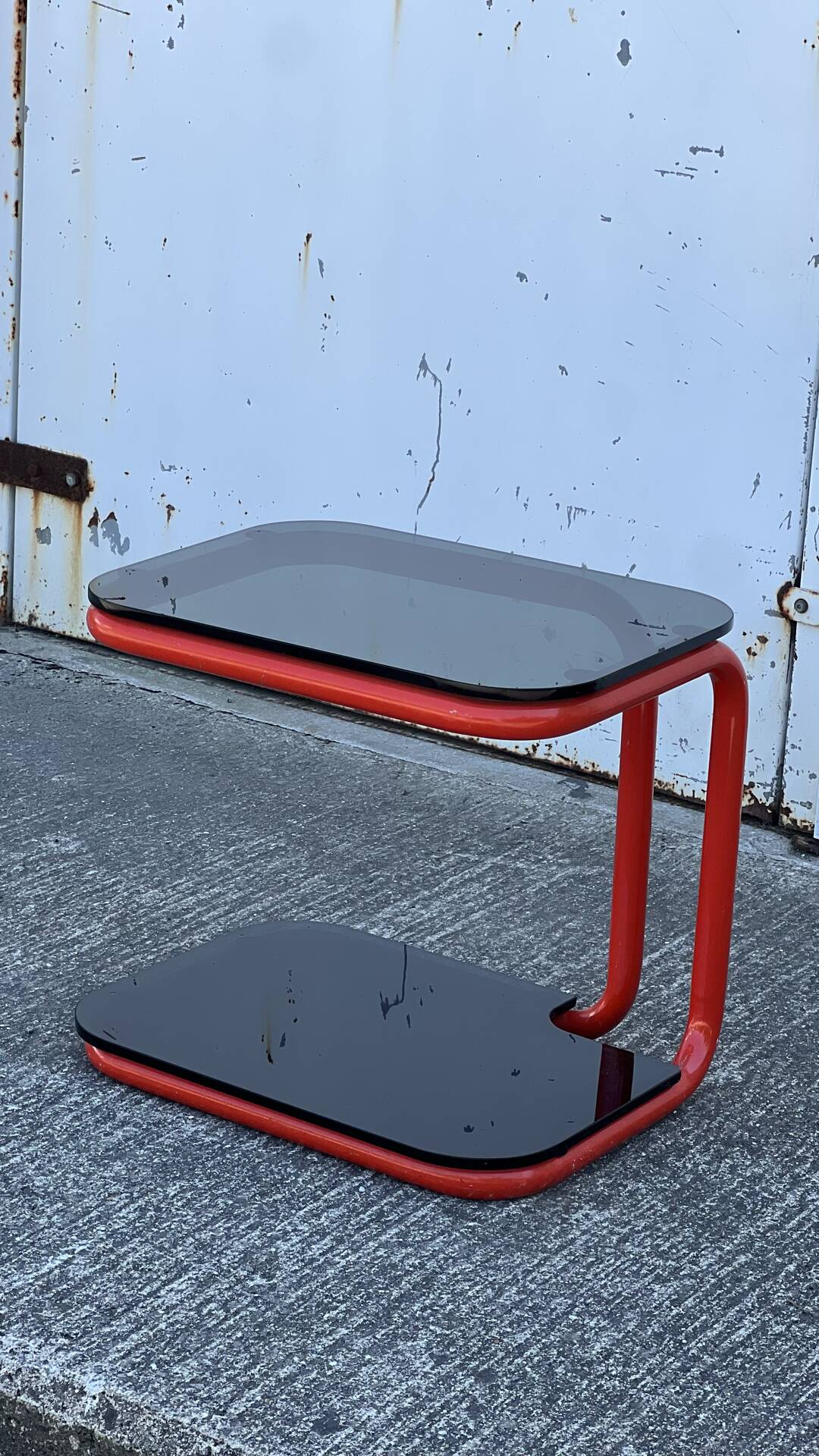 tubular and glass side table from the 1980s