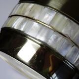 Large vintage champagne cooler bucket in gilded brass and mother-of-pearl