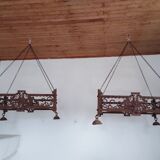 Pair of chandeliers suspensions in cast iron and 19th century wrought iron
