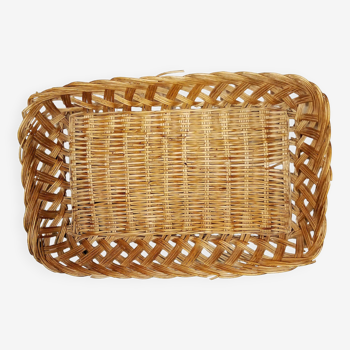 Rectangular vintage wicker basket