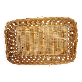 Rectangular vintage wicker basket
