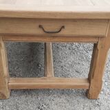 Farm table in solid oak raw wood 2 drawers