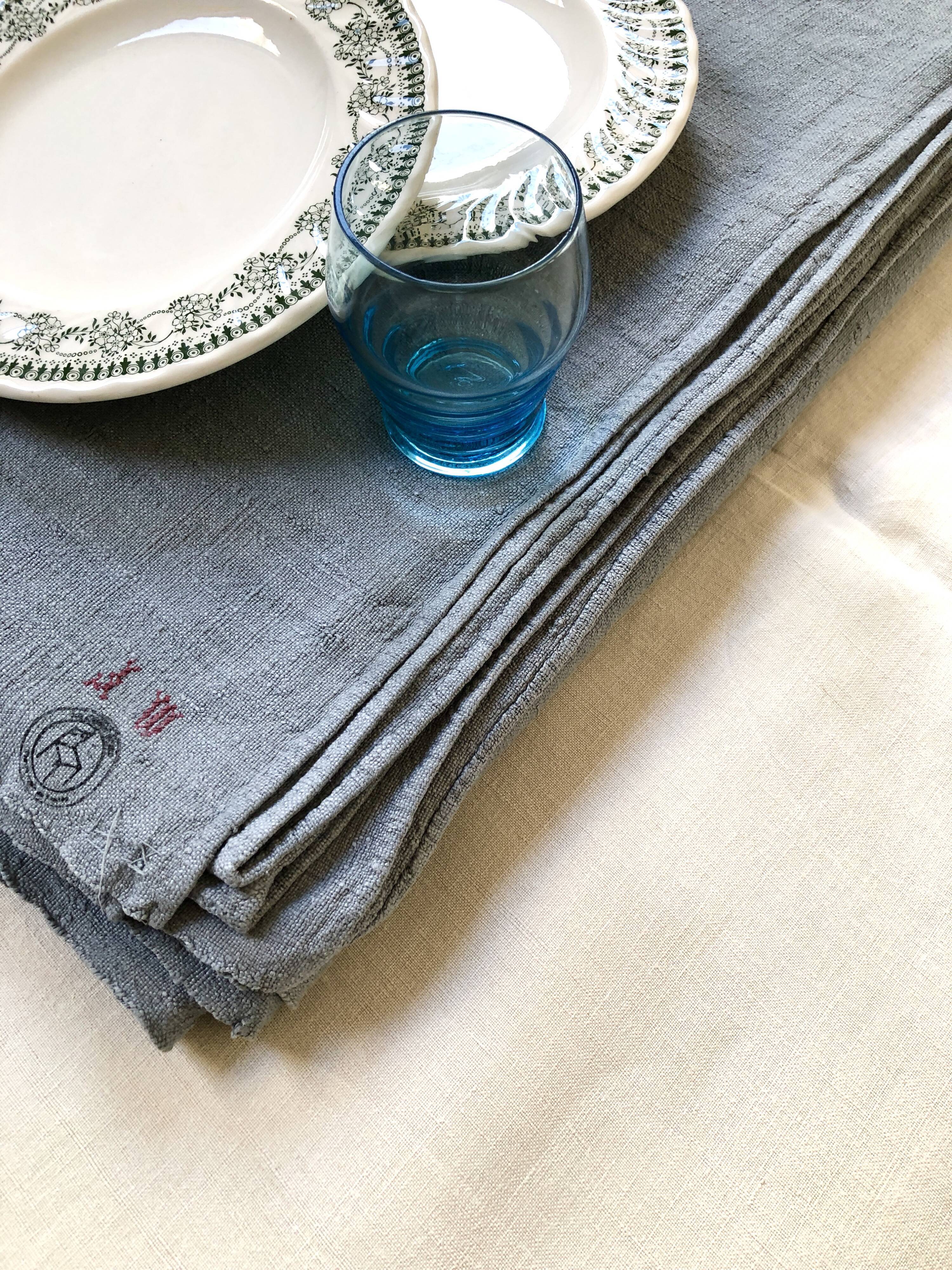 Old hemp harvest tablecloth tinted grey