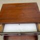 Mahogany bedside table in English style with stool.