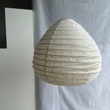 Suspension in rattan and natural japanese linen in the shape of a drop