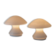 Set of 2 mushroom table lamps with silver details - vintage Murano glass - Space Age design - 1970s