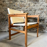 Pair of fabric and pine armchairs by Ikea 1990