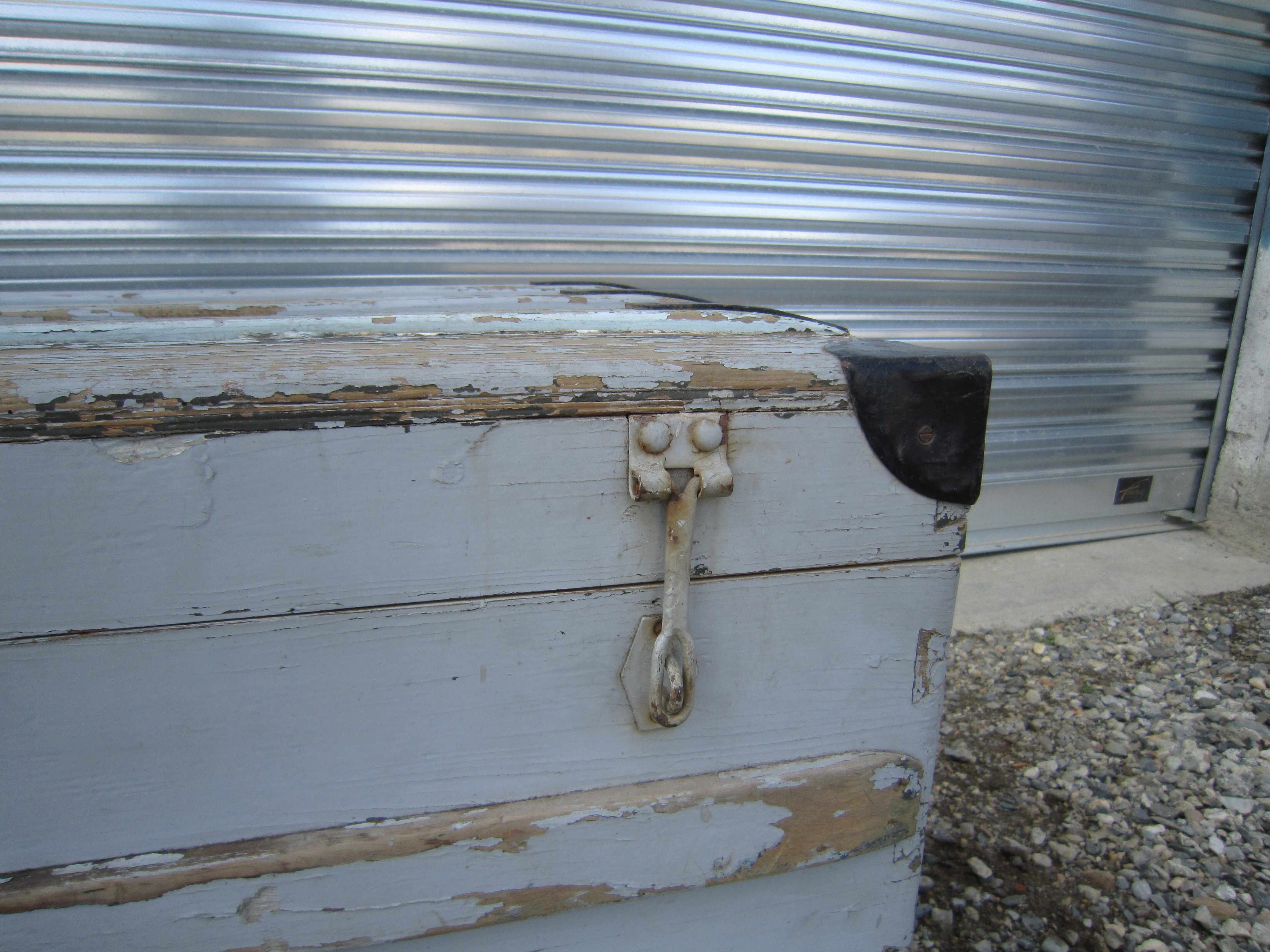 Wooden storage travel trunk