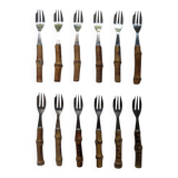 Set of 12 dessert knives with bamboo handles, bohemian decoration