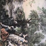 Set 4 lithograph les saisons after nicolas lancret, engraver chapollion and de mare, 20th century print