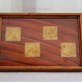 Plateau en bois et verre