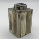 Large Vintage Collection TABLE LIGHTER in chrome-plated metal and horn