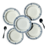 5 Deep plates in blue ironstone Salins, Arbois Ennege model