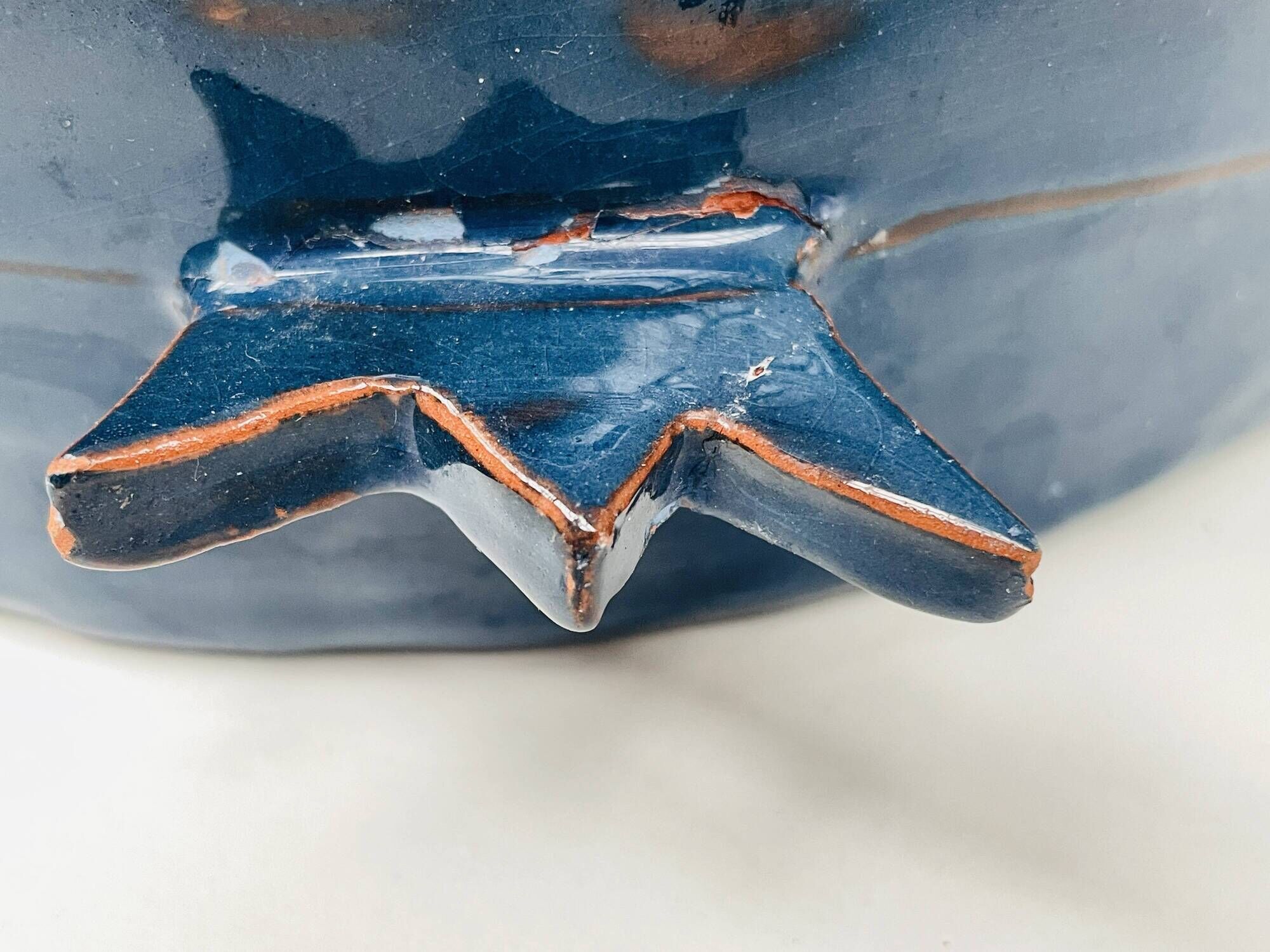 Small "Heart" dish or large blue glazed ceramic catchall.