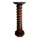 Screw press stool in carved wood