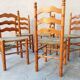 Lot de 5 chaises paillées vintage style espagnol