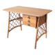 Vintage wood and rattan desk by L. Sognot