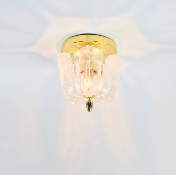 Mid-Century Modern Flower-Shaped Glass Flush Mount/Ceiling Light from Limburg, Germany, 1970s