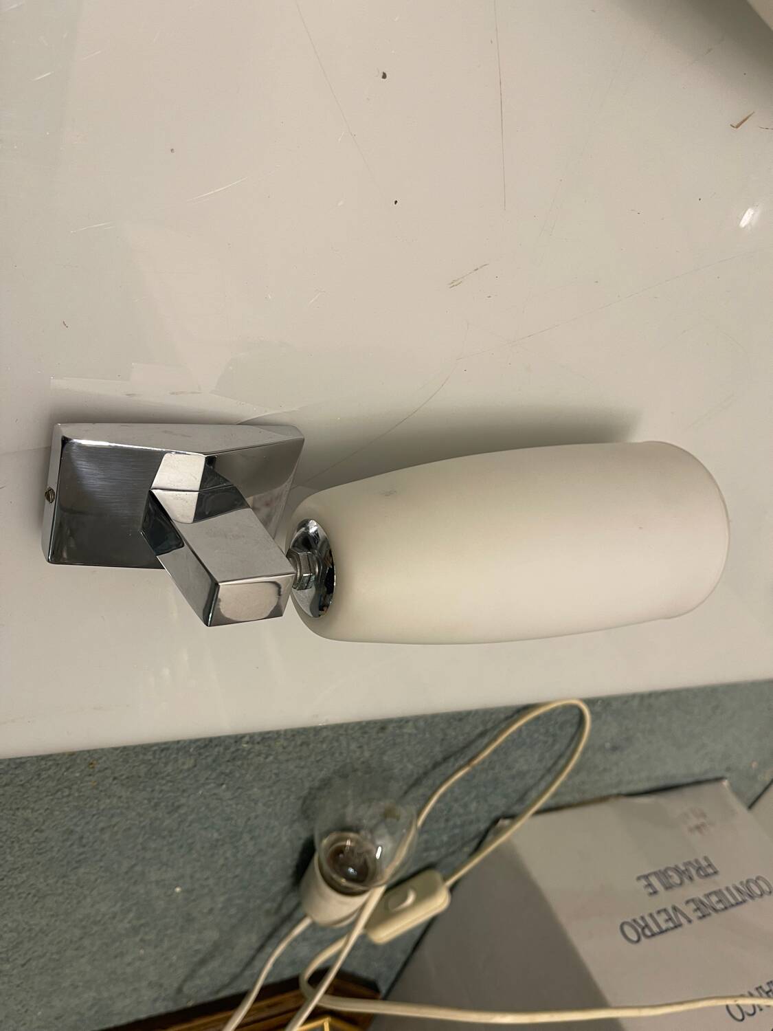 Opaline Glass Chrome Sconces 1960’s