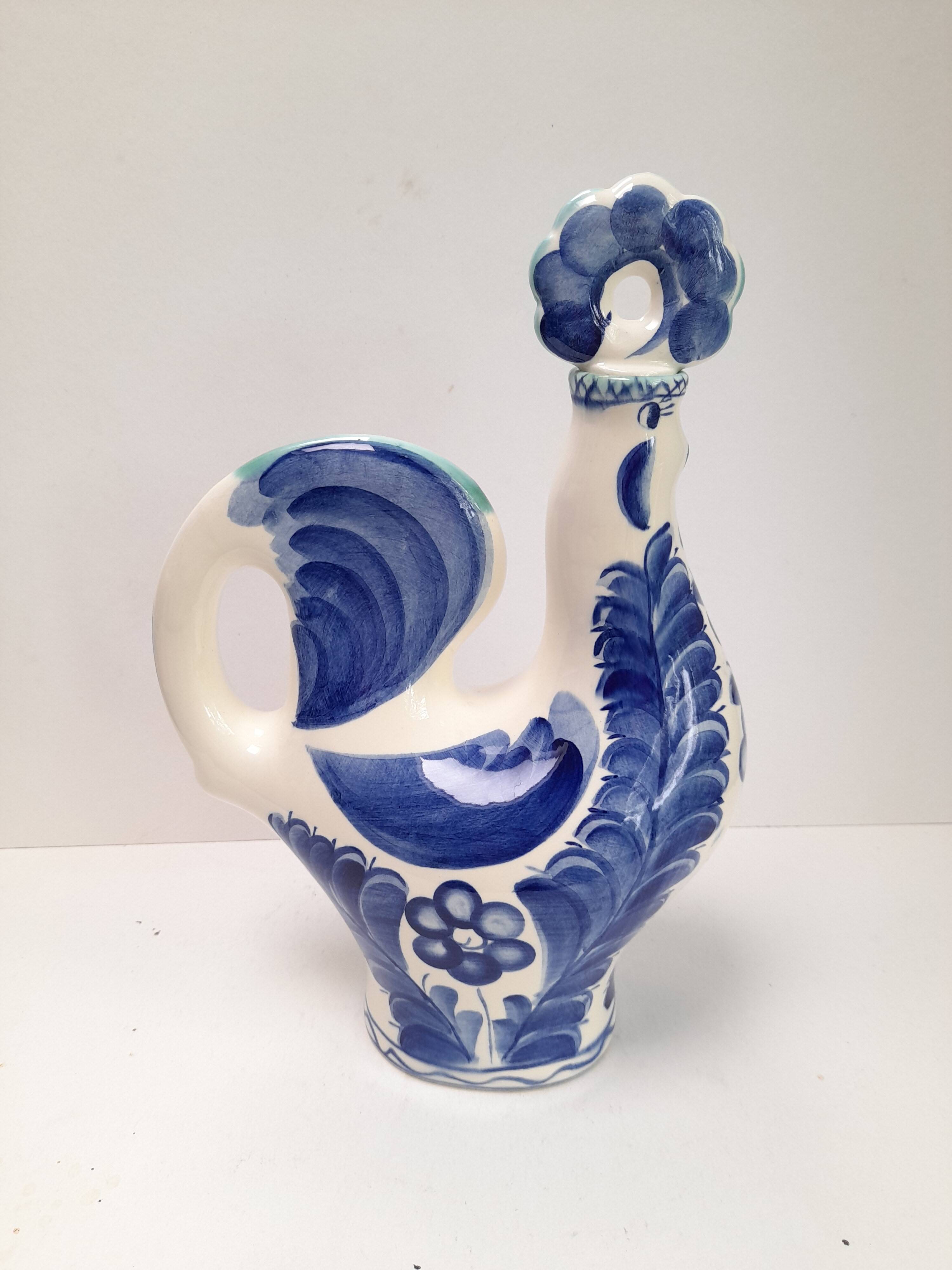 Grande carafe faïence en forme de coq