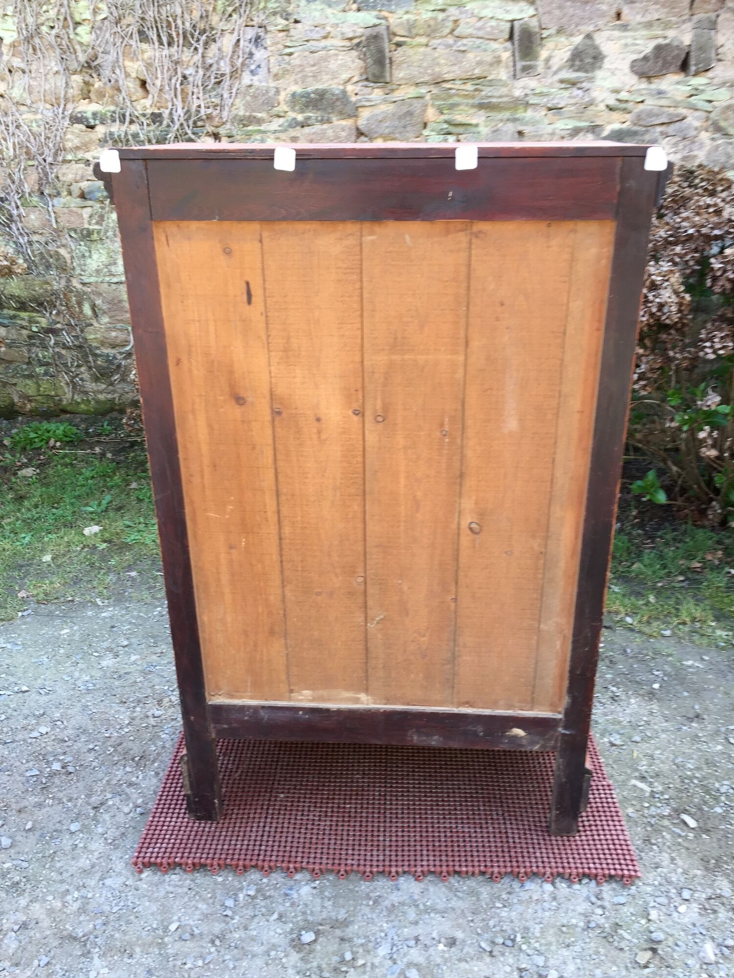 Armoire vintage en pitchpin et bambou d’époque 1900