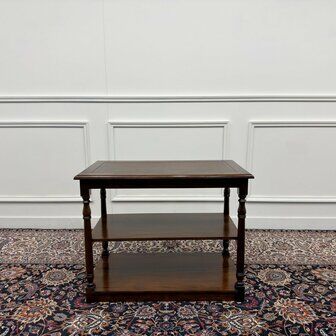 Classic English side table with brown leather top