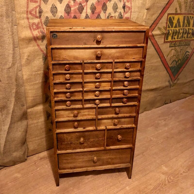 Old furniture 24 drawers Manufrance - Watchmaker's layette