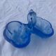 Old art deco blue glass saleron