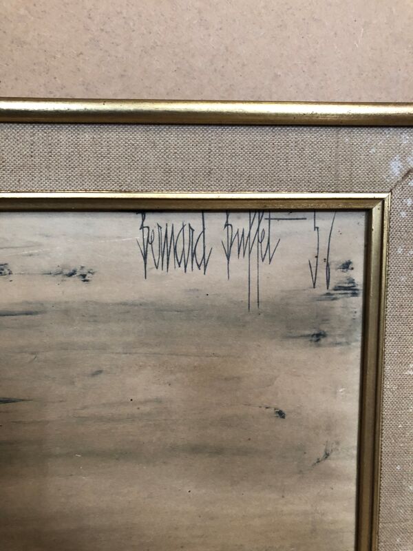 Ancien tableau tirage sur toile buffet 56 notre dame paris + cadre bois vintage