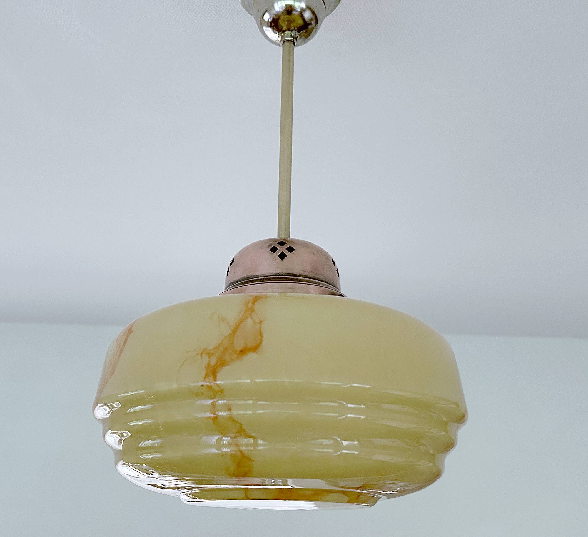 Suspension Art Déco en verre marbré