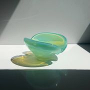 Vintage Murano uranium glass ashtray / vide poche, sommerso glass