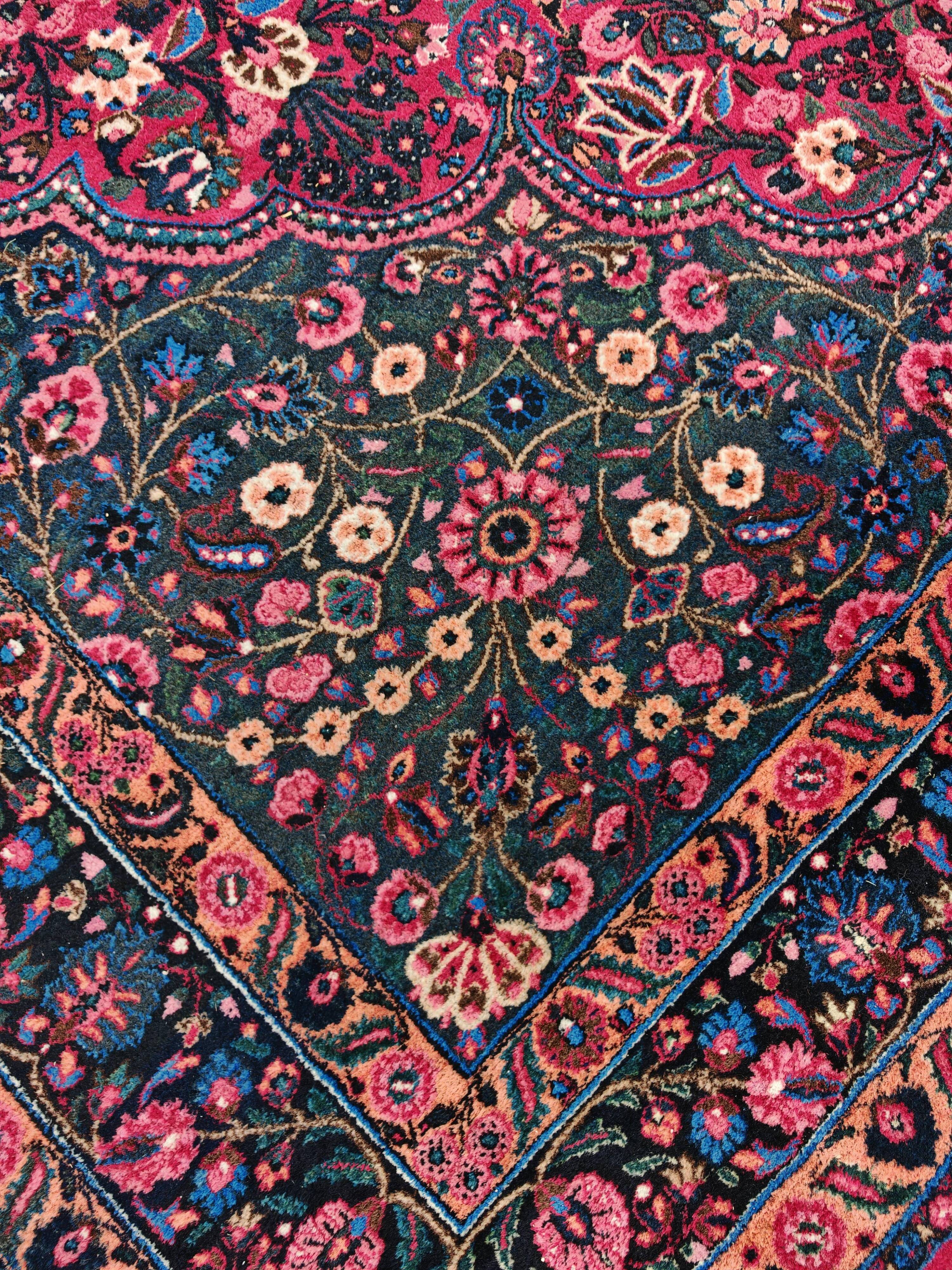 XXL hand-knotted Persian Mashad Moud carpet in wool, 1930s