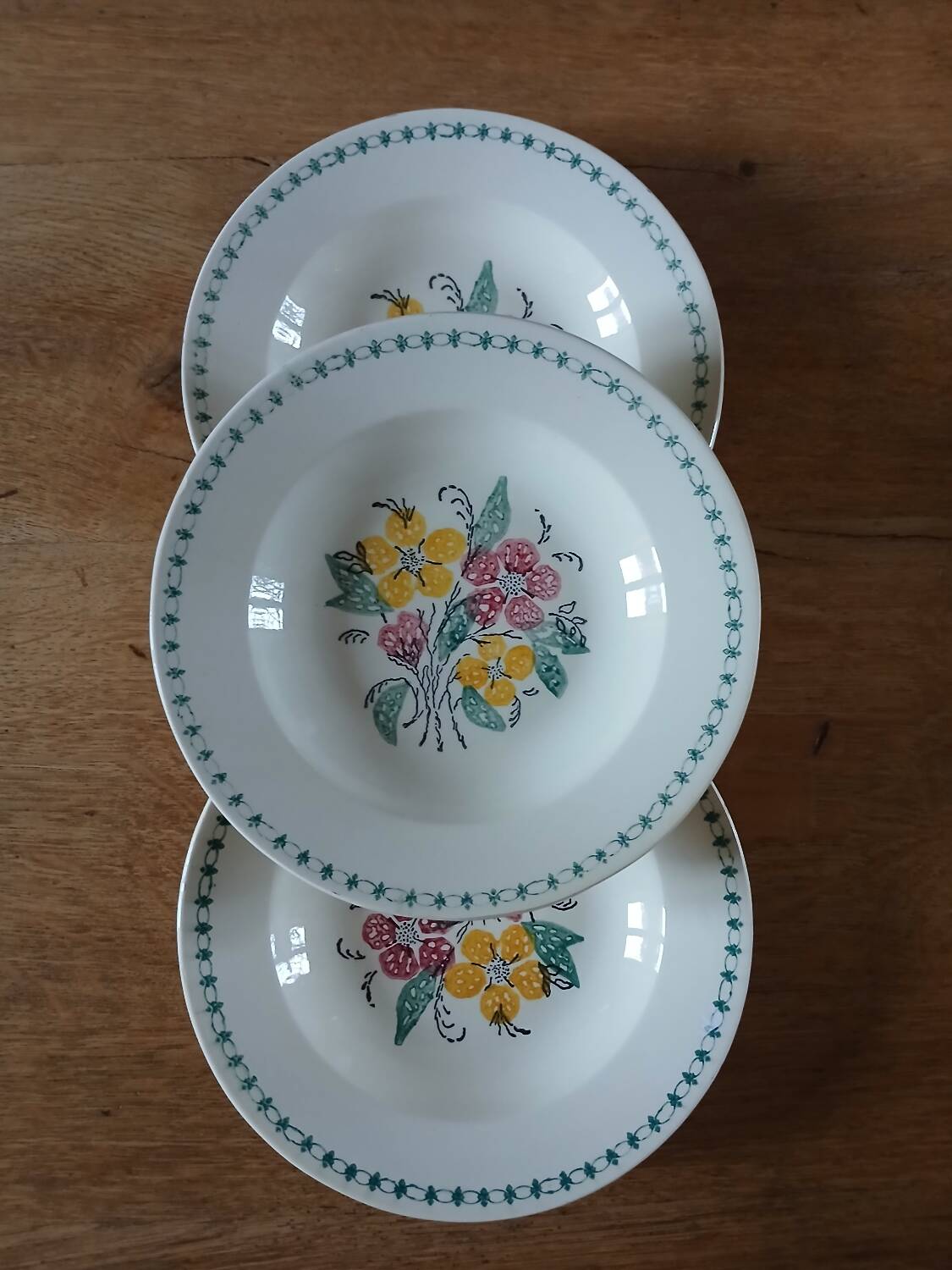 3 assiettes creuses Digoin Sarreguemines