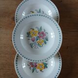3 Digoin Sarreguemines soup plates