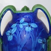 Vase en grès émaillé, à décor floral, signé e. lachenal – fin xixe