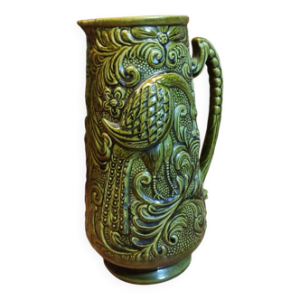 Green Barbotine Pitcher and Mug