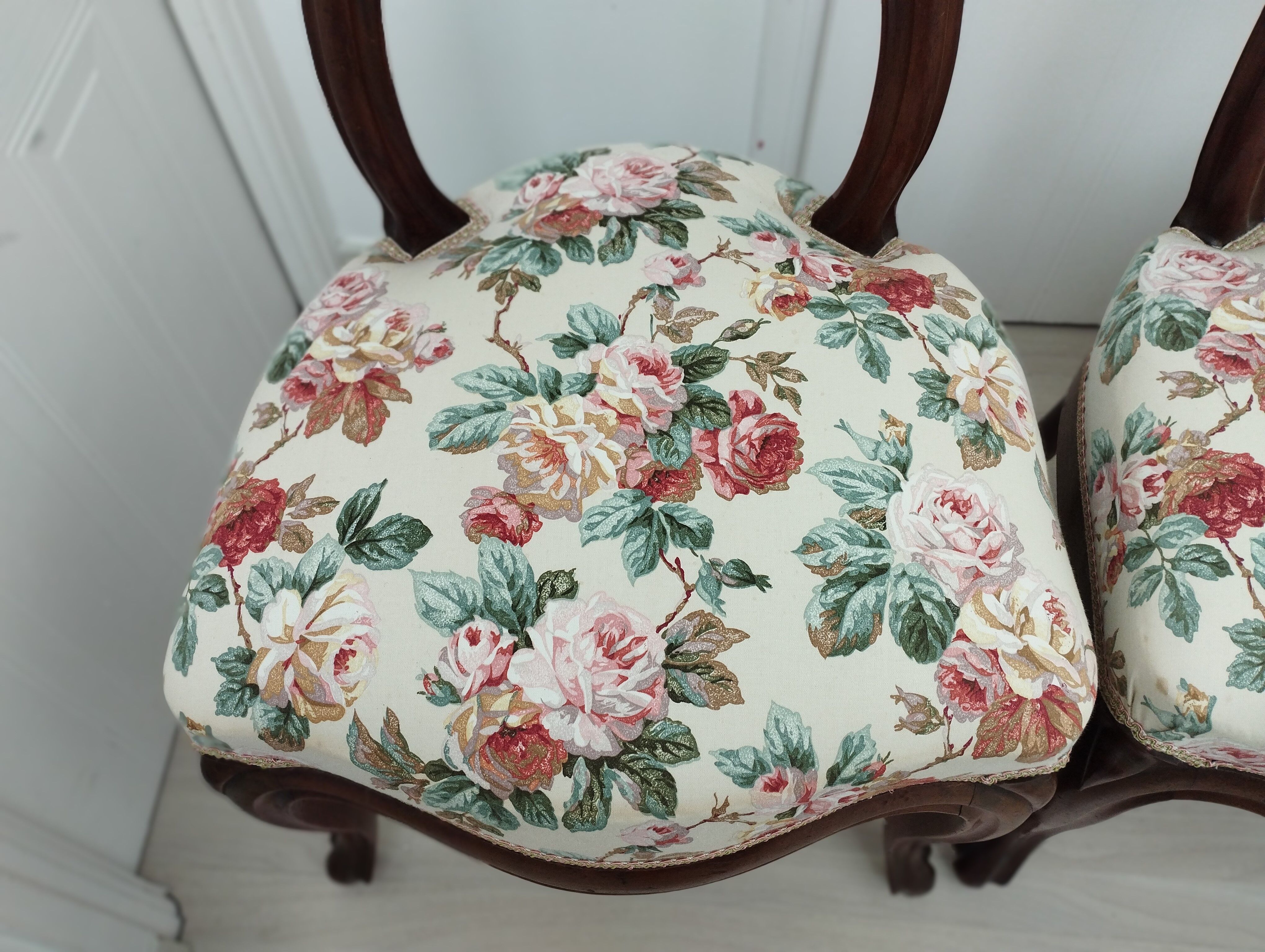 Pair of chairs Louis Philippe fabric seat