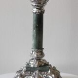 Lampe à pétrole fin xixème siècle montée sur colonne corinthienne.