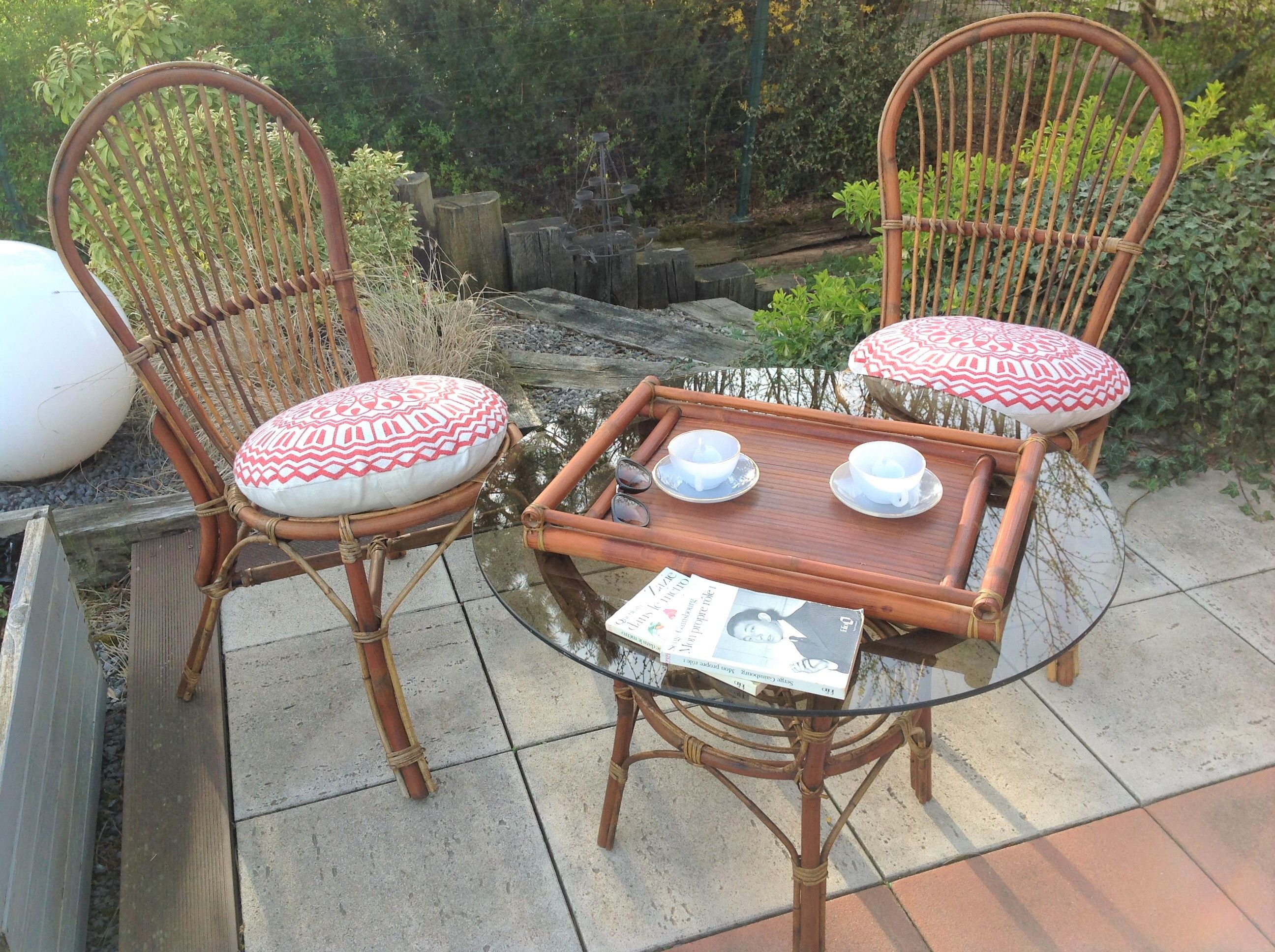 Rattan garden furniture / vintage 60s-70s