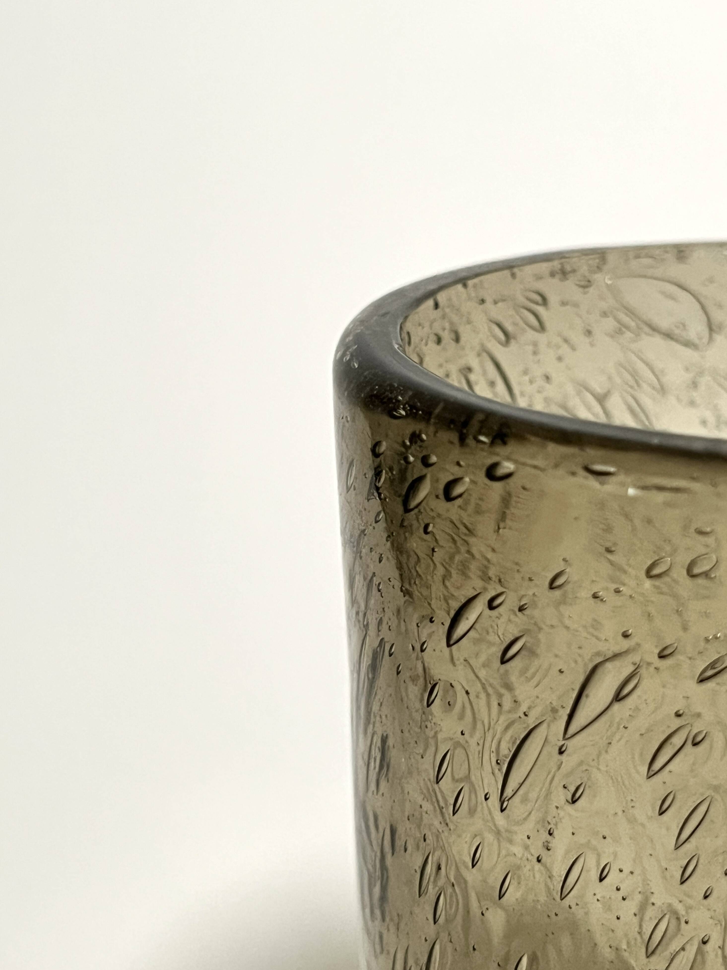 Large smoked and blown glass vase, Verrerie de Bendor 1950