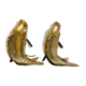 Pair of koi carp vases in brass, animal sculpture