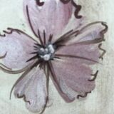 Grey double wardrobe in hand-painted pine — romantic floral pattern, 1920s era.