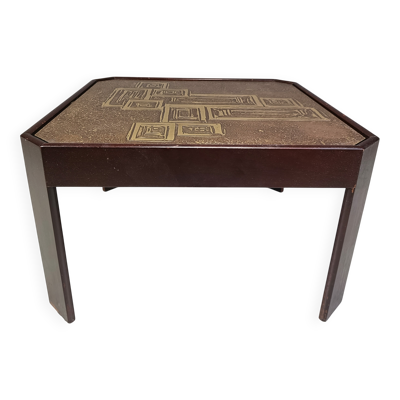 Table d'appoint en laiton gravé vintage, années 1970
