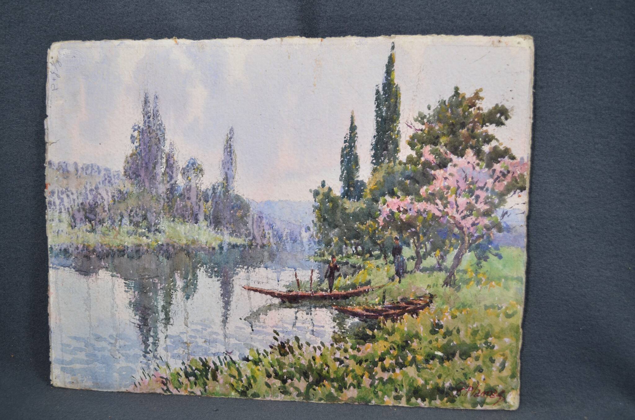 Georges Planes (1897-1977) Valley Landscape, Riverbank (double-sided)